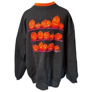 Vintage Morning Sun Woman Halloween Jack O Lantern Novelty Sweatshirt 2X USA
